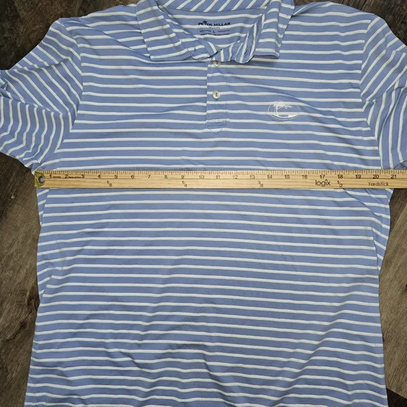 Peter Millar, Men's Size Large, Blue Striped Polo Shirt - Picture 6 of 7